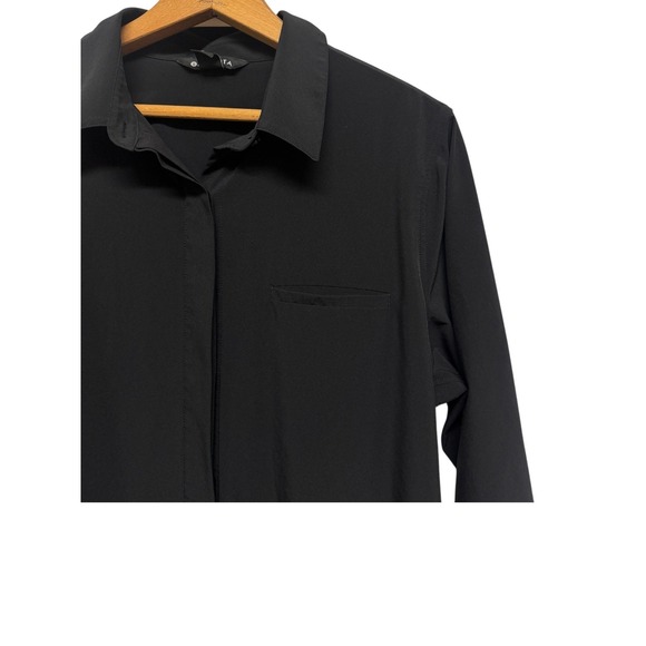 Athleta Urbanite Top 2.0 Black Long Sleeve Button Up Shirt Women's Size L - Picture 2 of 12